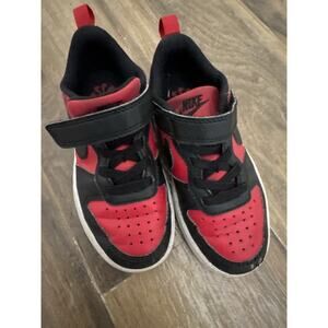 Size 10.5 C- Nike Court Borough Low DV5457-600 Black And Red Kid’s Shoes